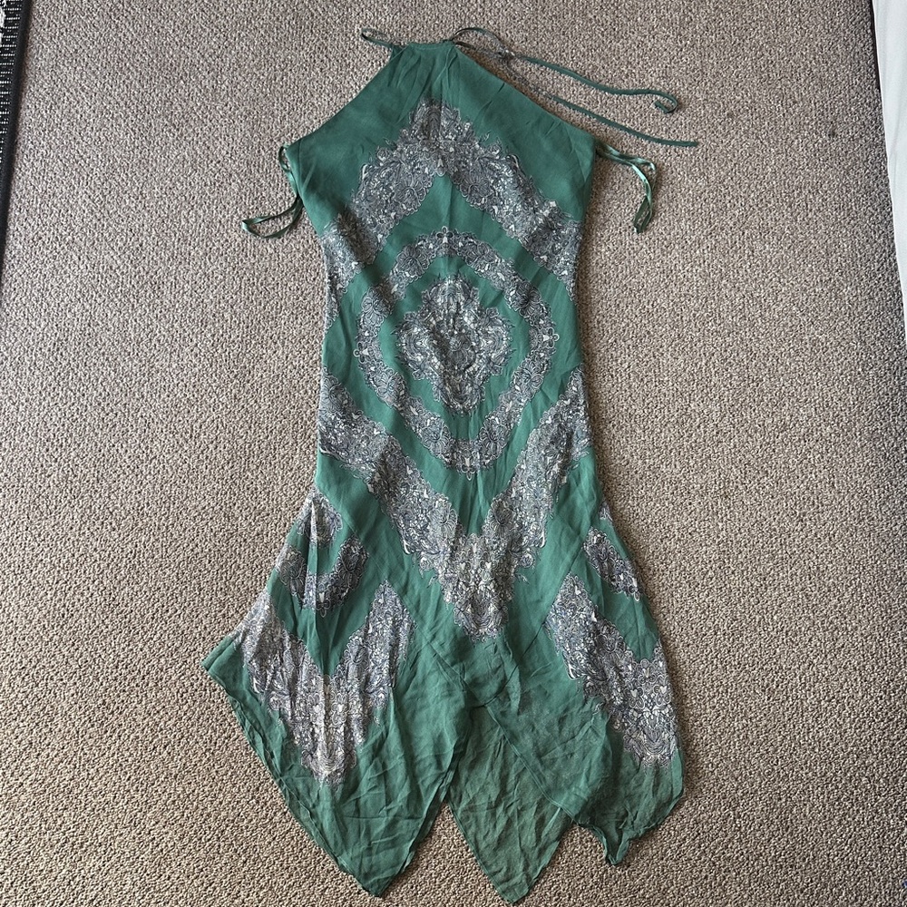 BCBGMaxAzria Emerald and Silver Dress